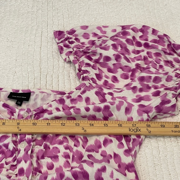 Who What Wear Midi Dress Women's M Linen Rayon Puff Sleeve Button Front - Picture 10 of 14